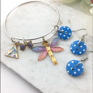 ⭐️ BEAUTIFUL RETRO CHARM BRACELET EARRINGS SET